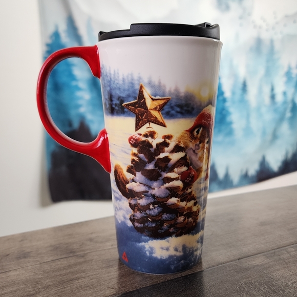 Cypress Holiday Winter Squirrel Ceramic 17.5 fl oz Travel Cup - Picture 7 of 15
